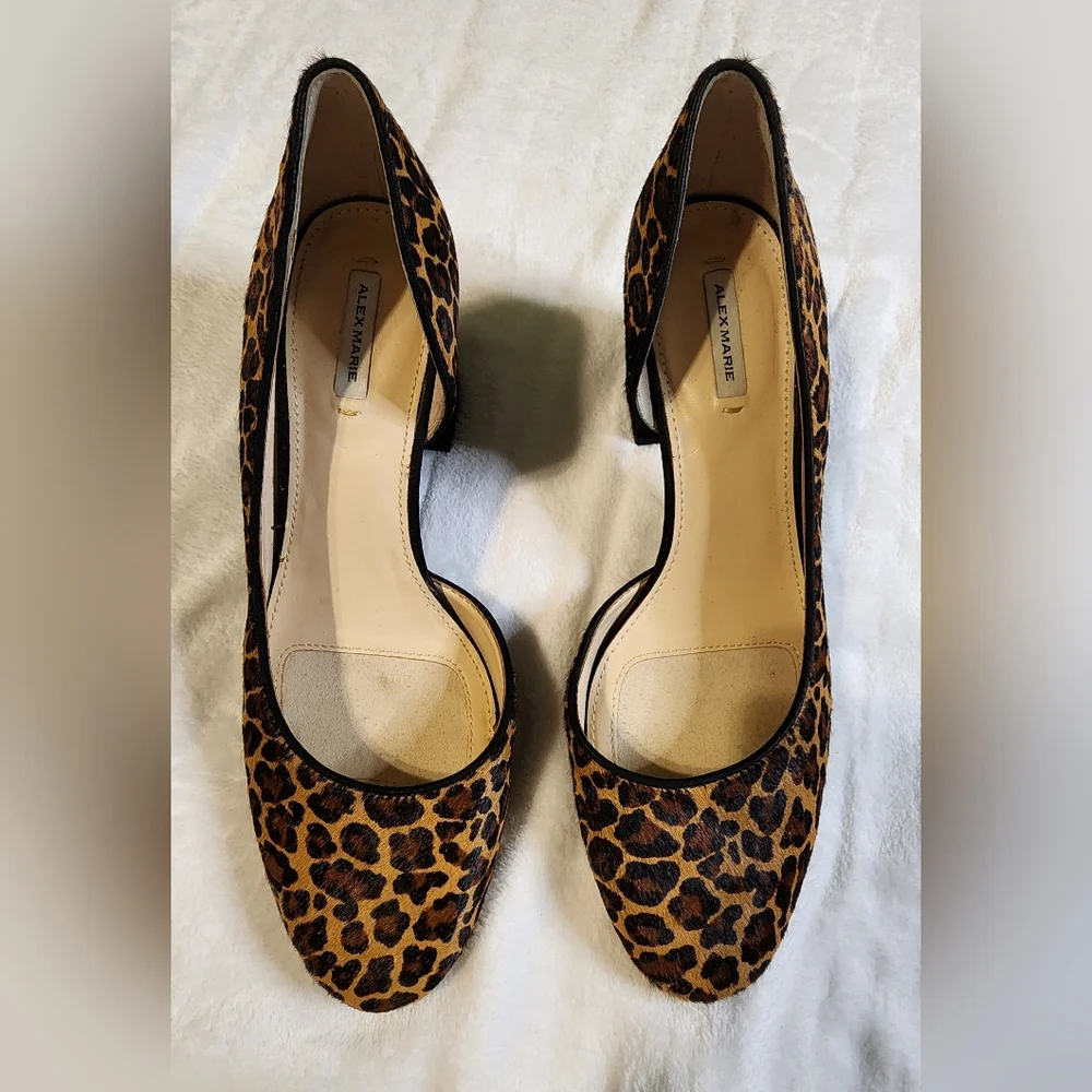 Calf Hair Leopard Print Heels By Alex Marie,‎ EUC, SIZE 7